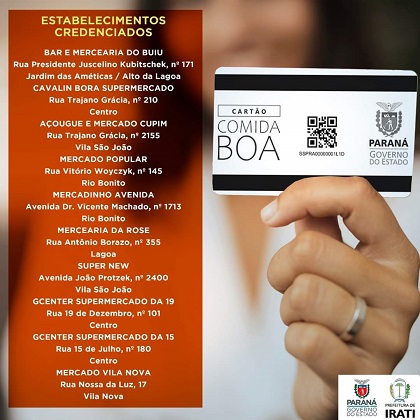 Prorrogada validação do CARTÃO COMIDA BOA em alguns pontos